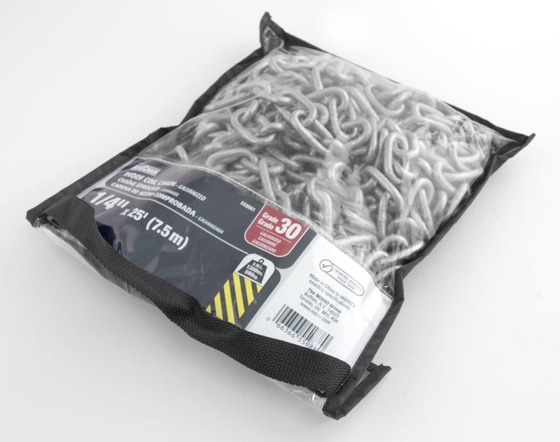 KingChain 559881 1/4-inch x 25 ft. Galvanized Steel Proof Tested Coil Chain with 1300 lb. Safe Working Load, Grade 30, General Purpose Chain - Image 4